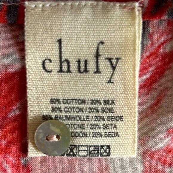 Chufy La Dolce Vita Silk Blend Red Floral Balloon Sleeve Blouse M Designer - Picture 9 of 10